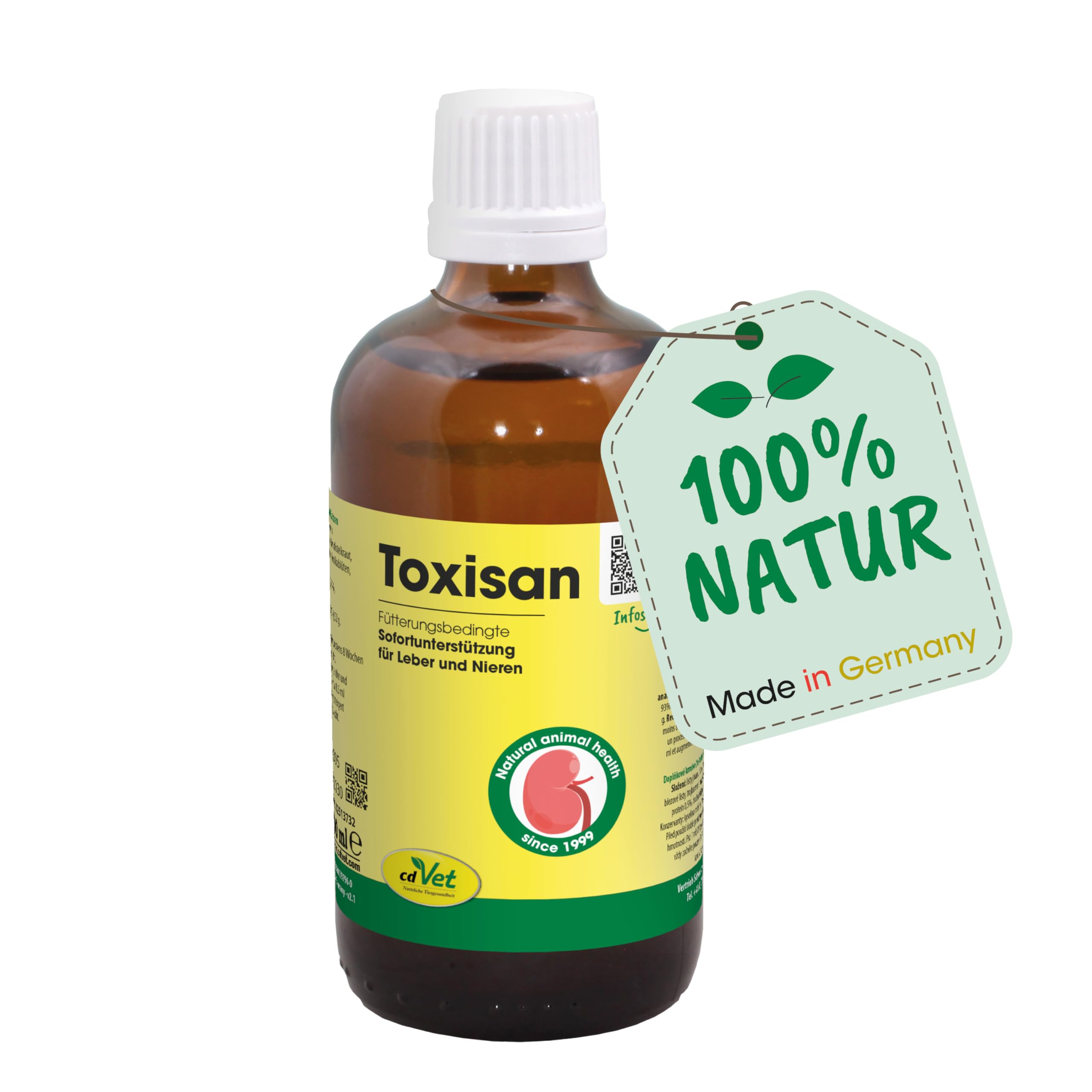 cdVet Naturprodukte Toxisan 100 ml - Ergänzungsfuttermittel für Hunde & Katzen - Unterstützt Leber & Niere - Natürliche Inhaltsstoffe