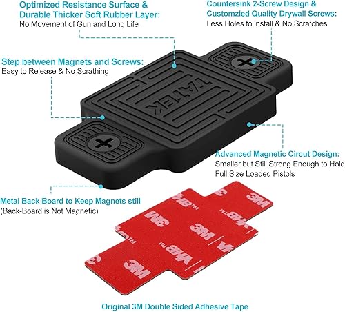 Miniatura 3 de Soporte magnético para pistola para vehículo con clasificación de 46 libras. Soporte magnético de pistola táctica para automóvil, camión, hogar,