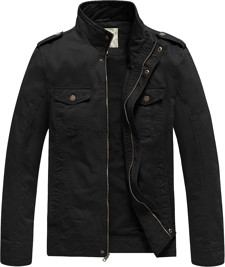 Men's Washed Cotton Military Jacket