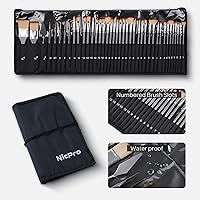 Vista 8 de Nicpro 40 PCS Paint Brush Set, Professional Acrylic Paint Brushes with Palette Knife and Canvas Roll, Suitable for Acrylic Painting, Oil, Gris