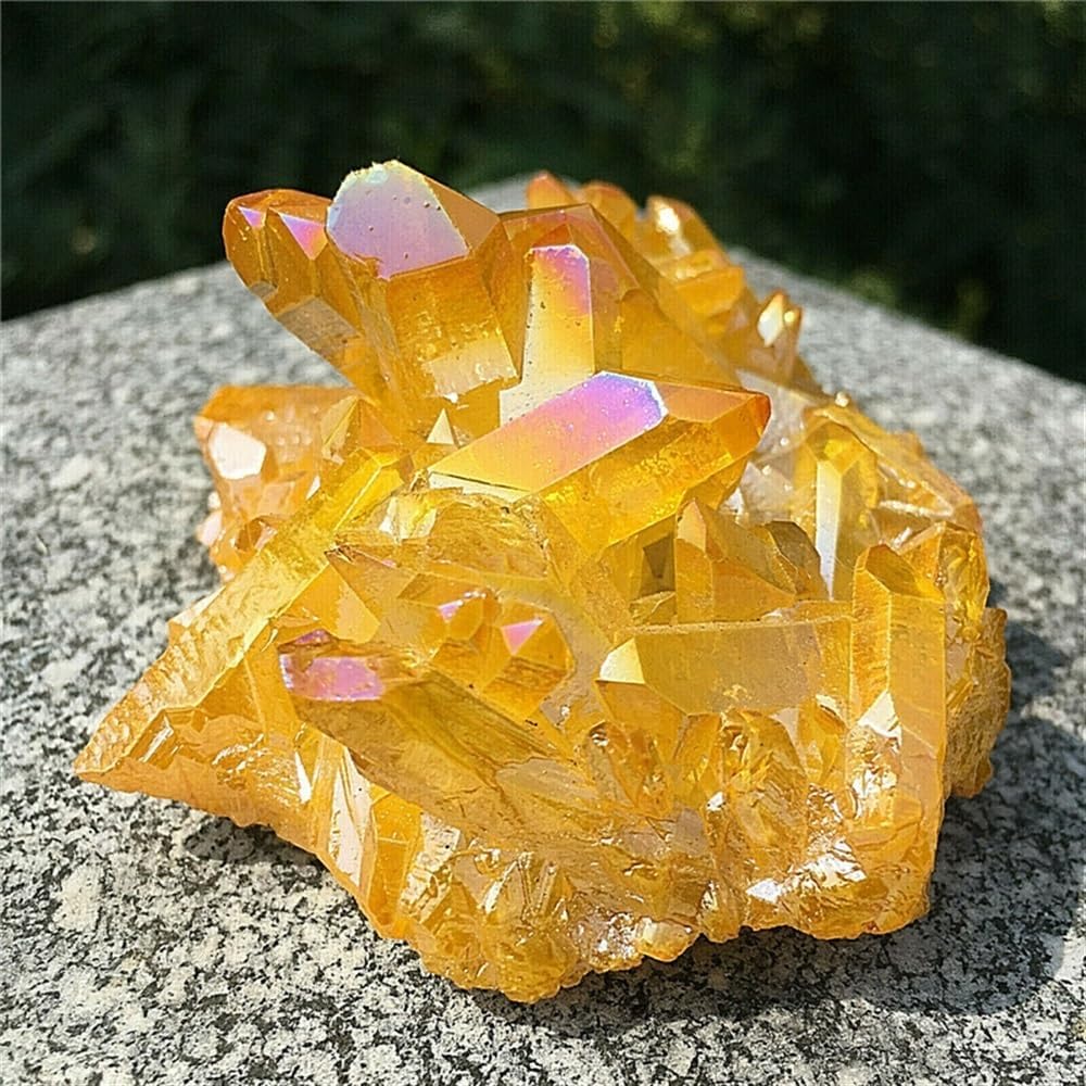 Plating Color Quartz Cluster Crystal Point Ornaments (Size : 120-150g)