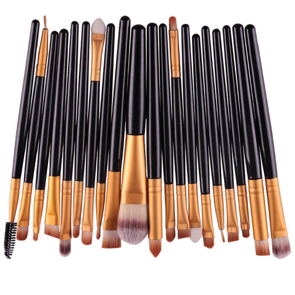 MELADY 20pcs Multi-function Pro Cosmetic Powder Foundation Eye shadow Eyeliner Lip Makeup Brushes Sets (Black+Gold) : Beauty & Personal Care