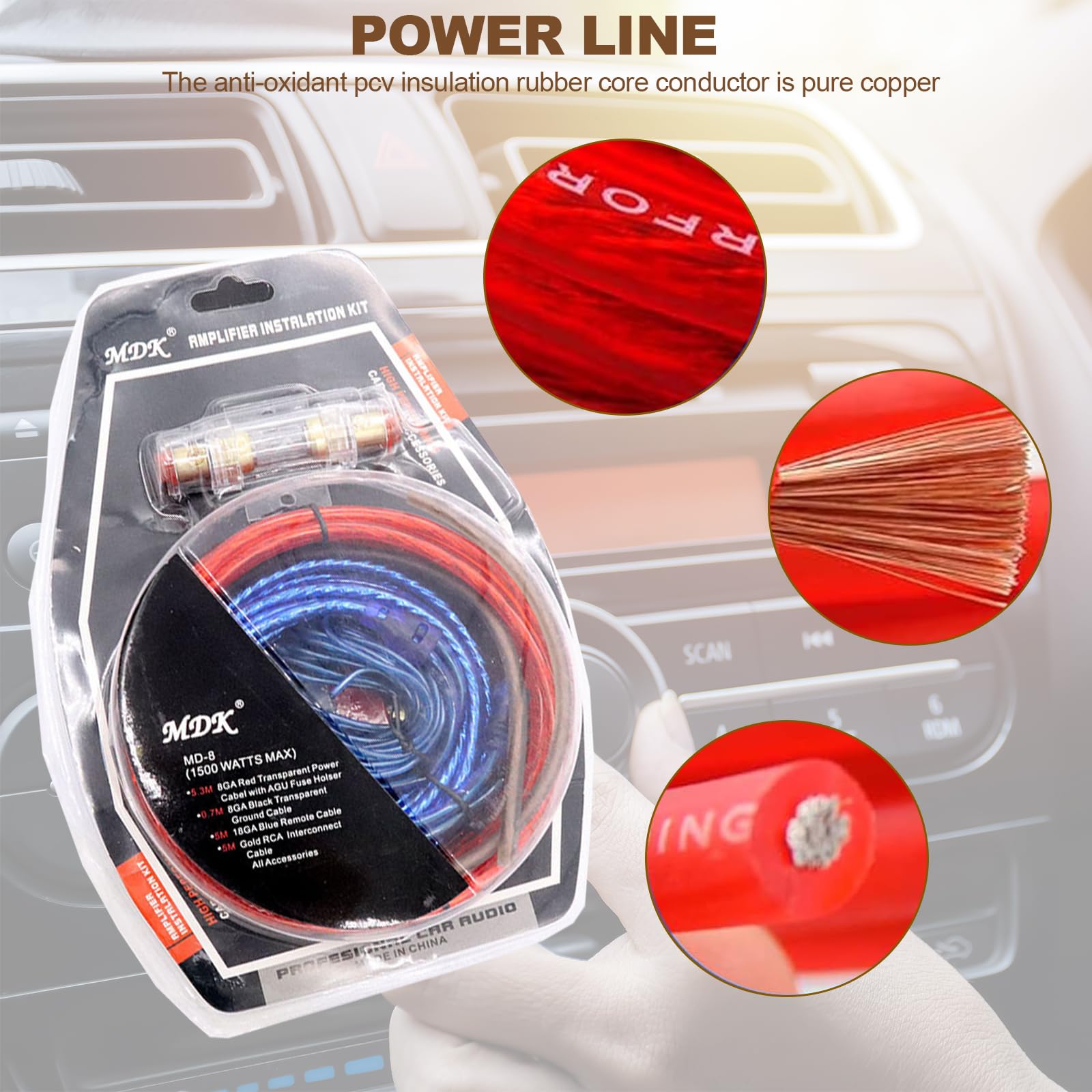 Kabel do subwoofera 10GA, zestaw kabli do subwoofera, zestaw kablowy do subwoofera, zestaw przyłączeniowy do subwoofera, Car Audio Wire, zestaw kabli wzmacniacza 1500 W