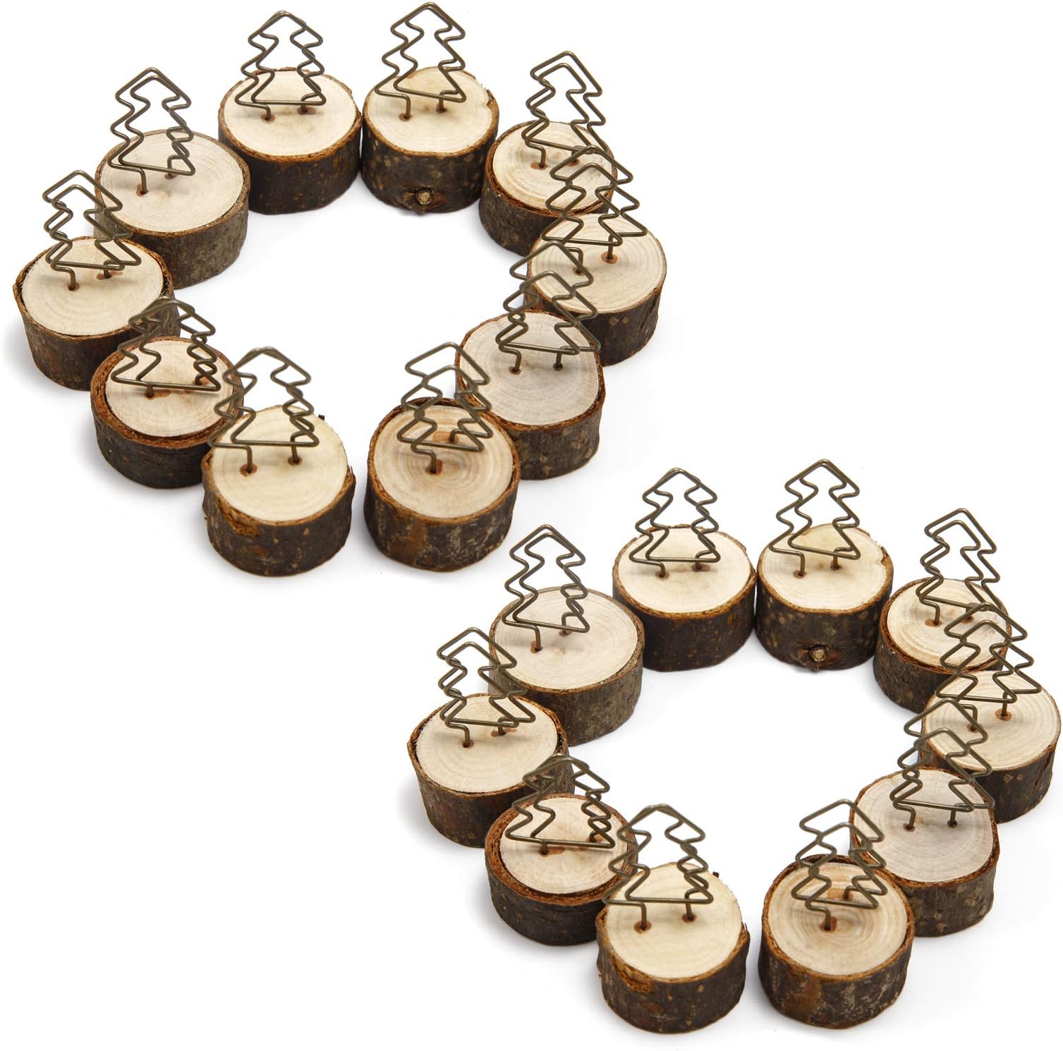 ToPicks Rustic Real Wood Base Place Card Table Name Holder for Wedding Office Table Decoration