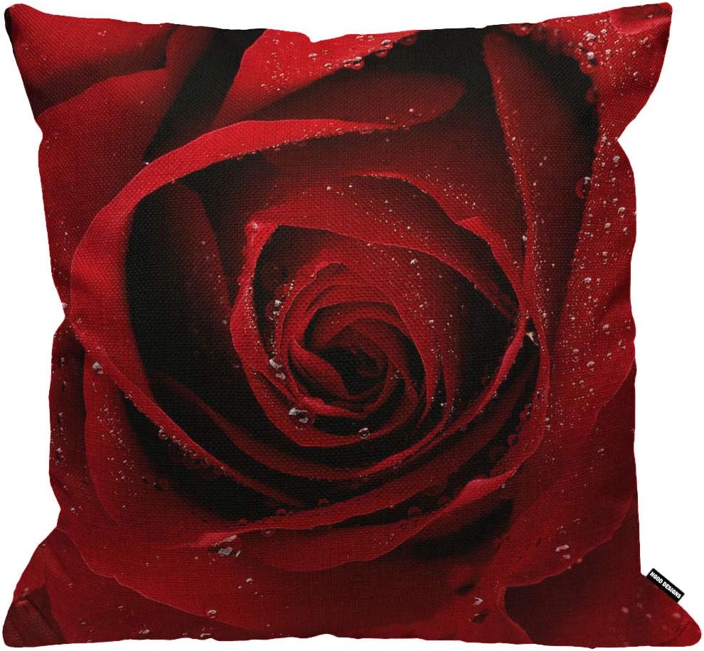 HGOD DESIGNS Cushion Cover Red Rose,Throw Pillow Case Home Decorative for Men/Women Living Room Bedroom Sofa Chair 18X18 Inch Pillowcase 45X45cm