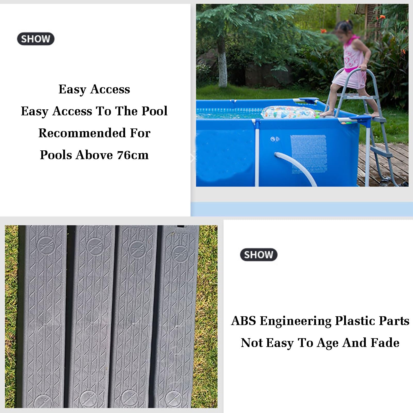Échelle de Piscine avec Mains courantes pour Usage intérieur et extérieur, capacité de Charge 300 kg, Solution d'entrée et de Sortie Durable et Stable pour Les piscines Hors Sol