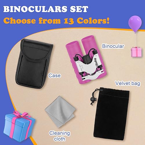 Vista 72 de Binoculares para niños. Los mejores regalos para los niños de 3 a 12 años. Binoculares de juguete para Niños Niñas, Óptica de 8x21 real de alta