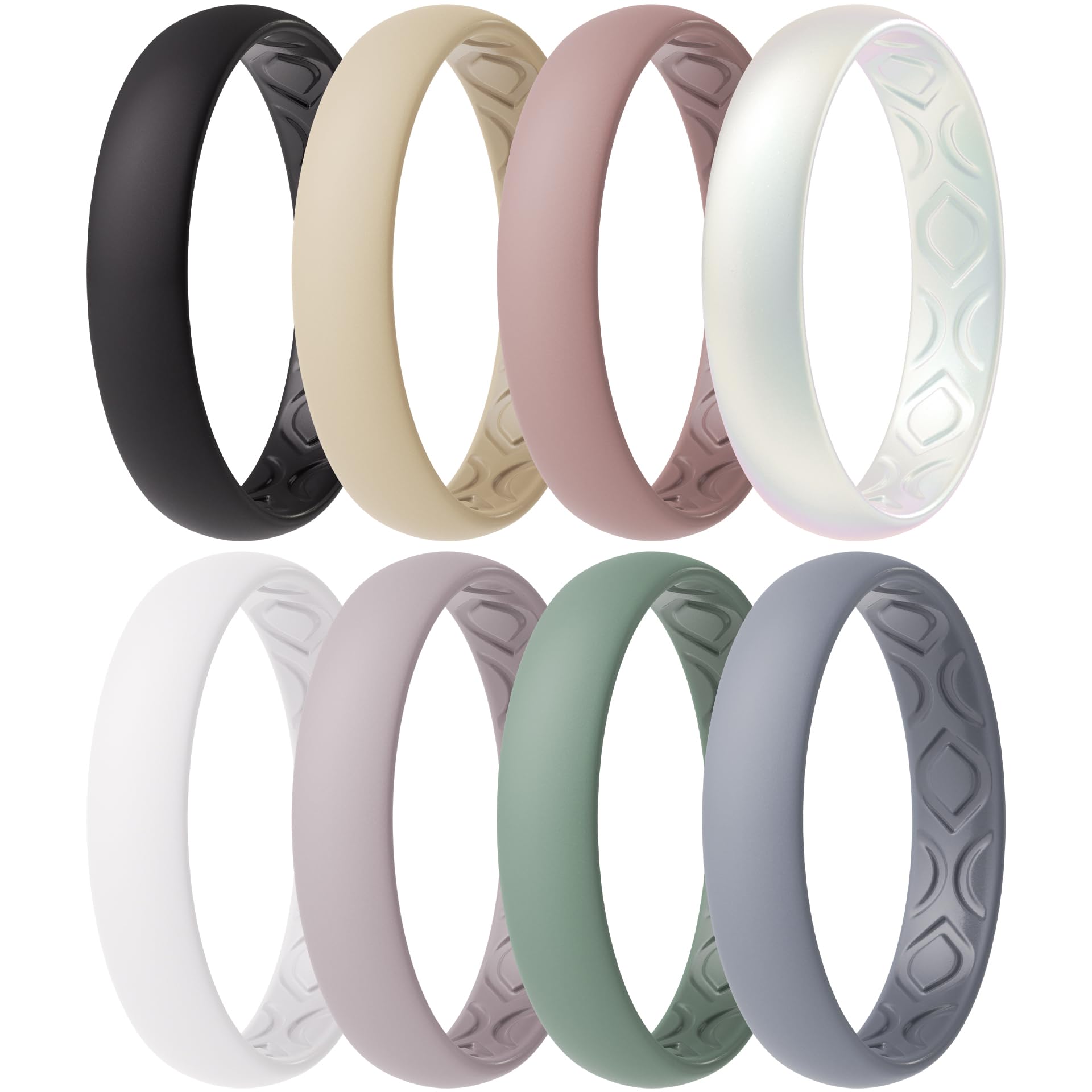 ThunderFit Women Breathable Silicone Bridal Rings Sets For Her, 4mm Wide