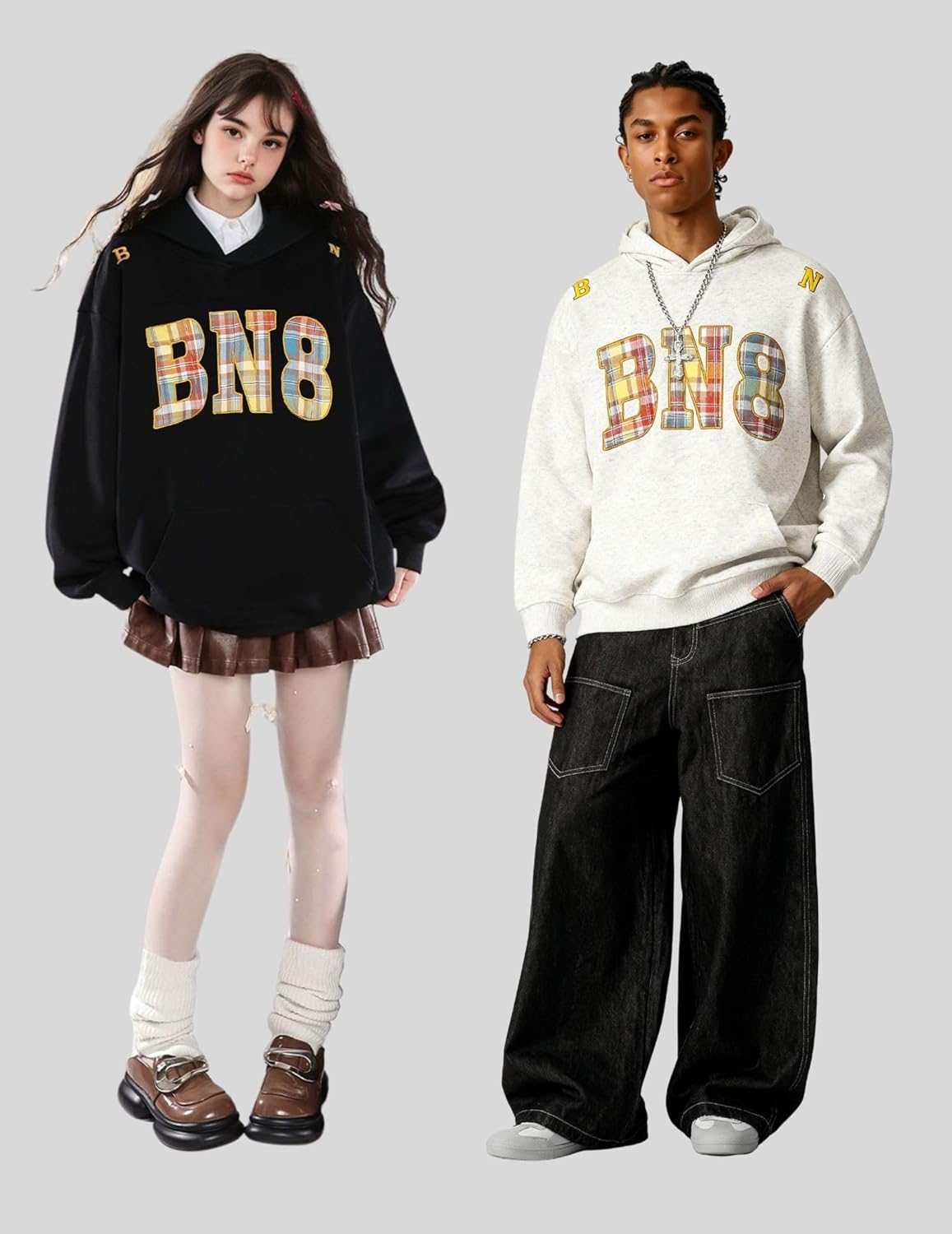 Vamtac Mens Oversized Hoodie Graphic Fall Hoodies Plaid Y2K Casual Vintage Hoodied Pullover Sweatshirts - Image 5