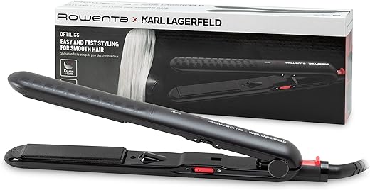 Rowenta – Plancha de pelo Rowenta x Karl Lagerfeld SF411 Extra Liss, placas extra gruesas, revestimiento Keratin & Glow, 6 ajustes.