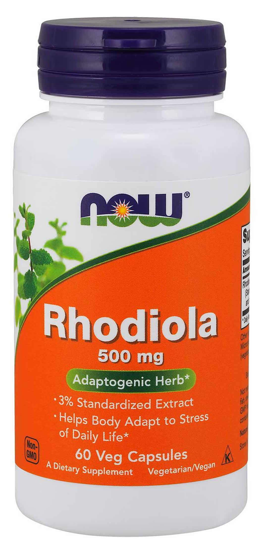 NOW Foods Rhodiola Rhodiola Rosea, 60 Capsules / 500mg (Pack of 2, 120 total count)