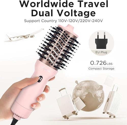 Miniatura 2 de Aima Beauty Worldwide - Cepillo secador de pelo de viaje de 110 V-240 V, cepillo secador de doble voltaje, cepillo de aire caliente con barril