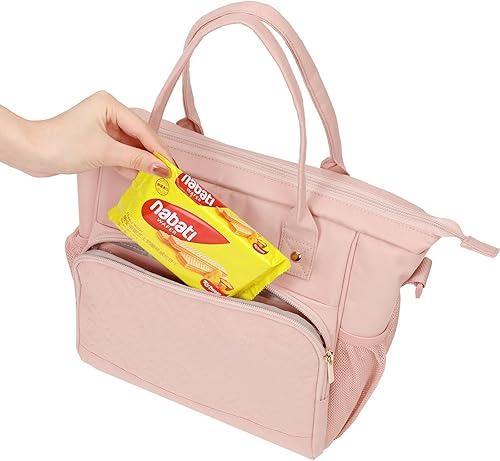 Miniatura 4 de NISHEL Lonchera para mujer con correa de hombro ajustable, bolsa térmica portátil y reutilizable, compartimento térmico aislado a prueba de fugas,