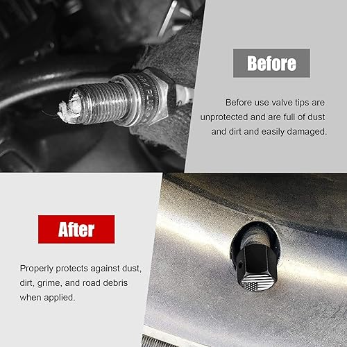 Miniatura 4 de Augeny 4 tapas de vástago de válvula de neumático con bloqueo, diseño hexagonal antirrobo, cubierta de vástago de válvula de neumático de automóvil