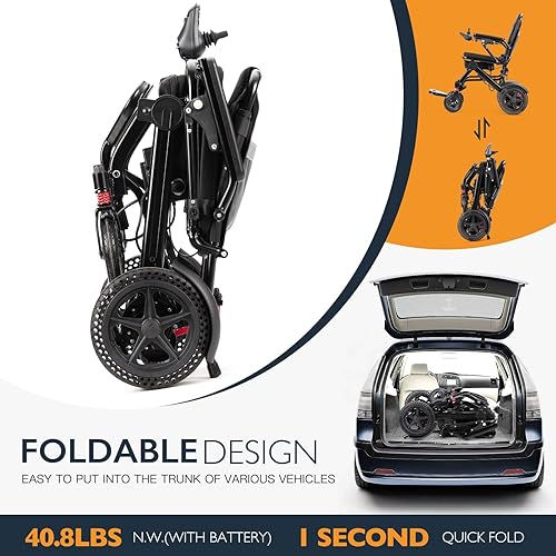 Miniatura 6 de UrHeall Sillas de ruedas motorizadas para adultos, silla de ruedas eléctrica plegable ligera, Silla de ruedas electrica para adultos Aprobado por