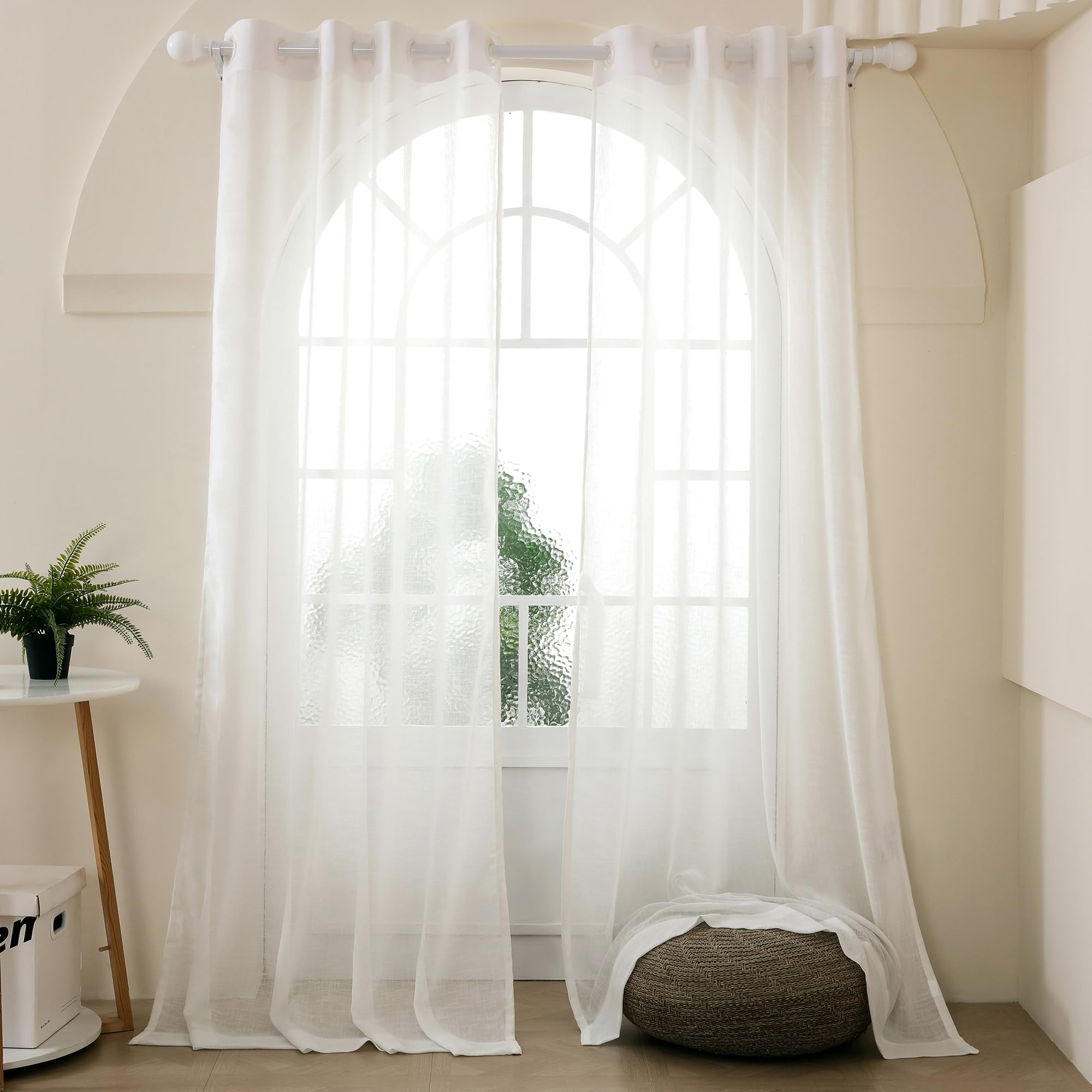 Story@Home Door Curtains 7 Feet Long Set of 2 | Sheer Curtain | Transparent Curtain | Curtains for Living Room | (118 X 215 Cm, White) | Elegant Airy Net Drapes for Home Decor