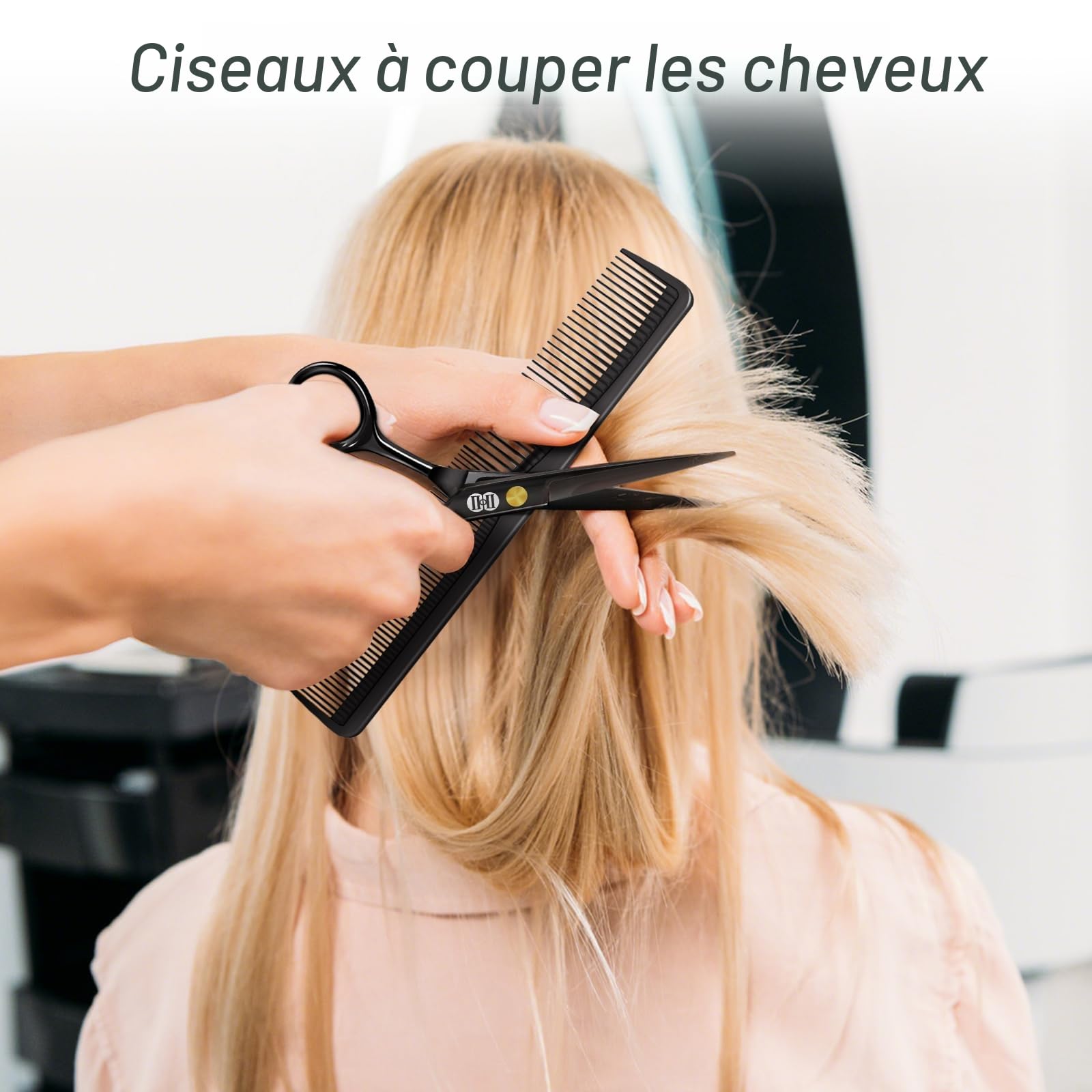 CIICII Kit Ciseaux Coiffure Professionnel, Ciseaux de Coiffure (6,7 Pouces Ciseau Cheveux & Ciseaux Desepaississant Cheveux) pour Hommes Femmes, Salon de Coiffure à Domicile (Noir)