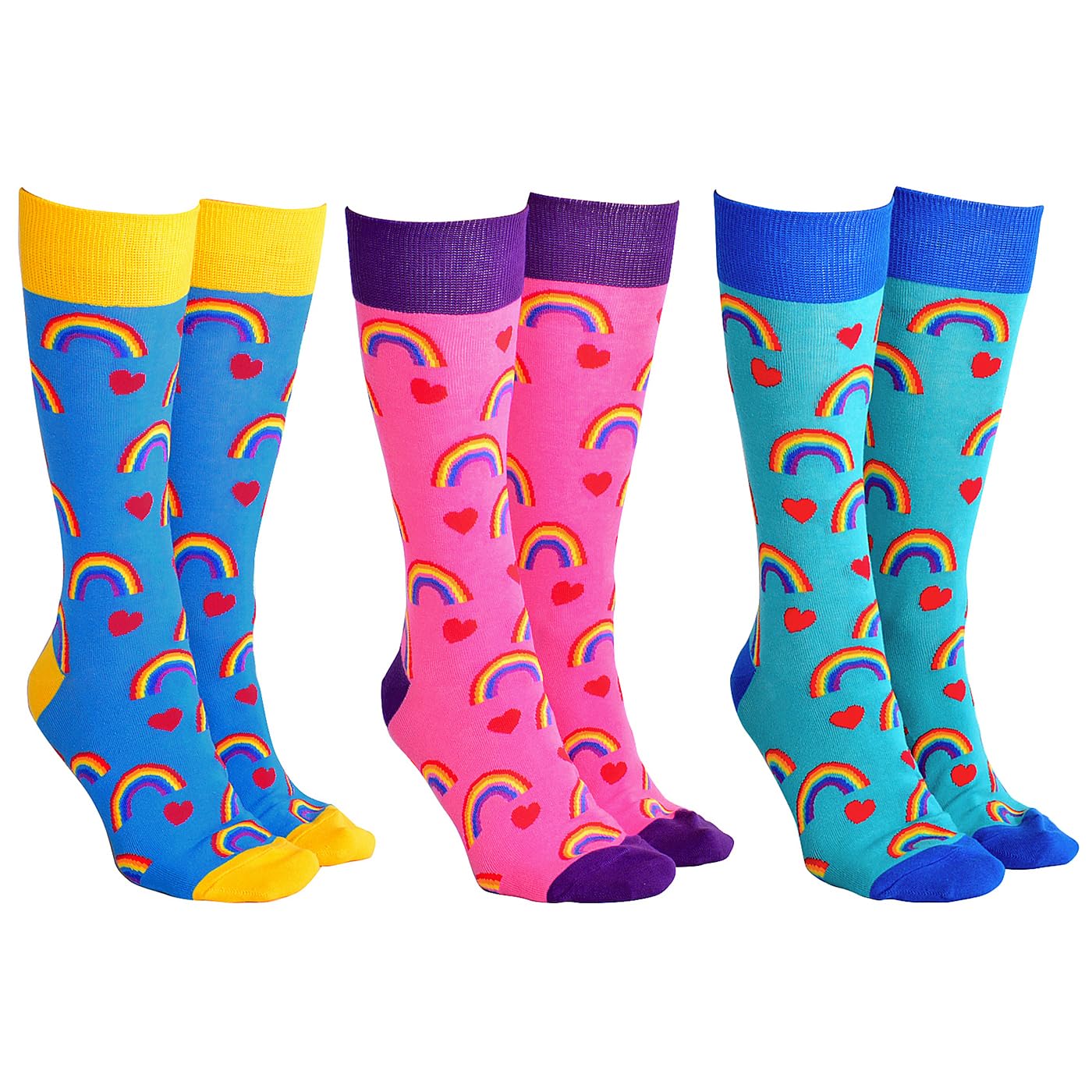 Joe Davies Sock Society Fun & Cute Collection of Funky & Fun Socks - Space, Rainbows, Dinosaurs & More! (UK, Alpha, One Size, Regular, Regular, Love Rainbow)