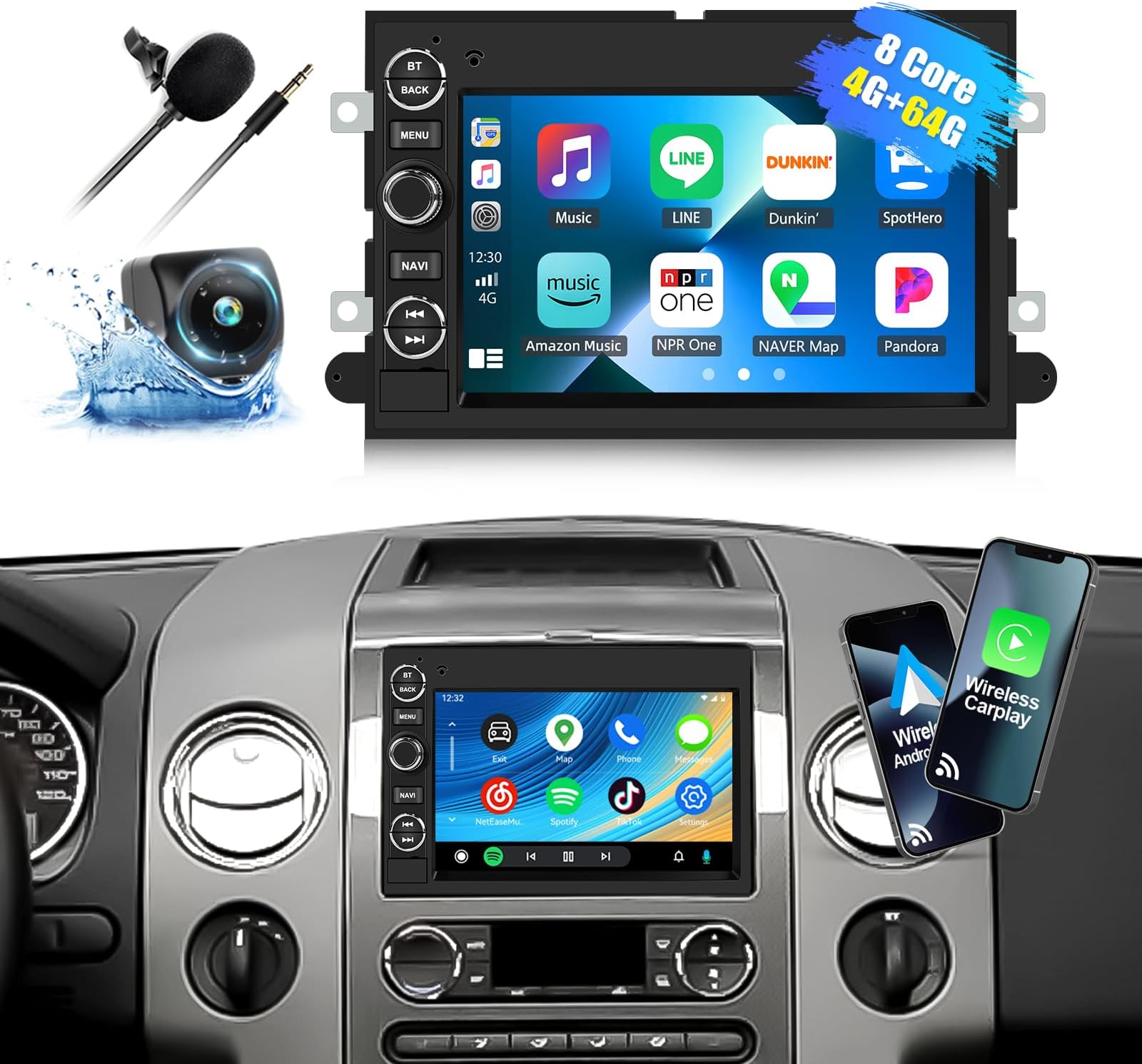 Aazon.co: 2 32G Android 12 Car Stereo For Ford F150/F250/F350 2004-2014, 7 Inch IPS Touch...