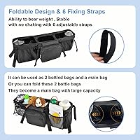 Vista 5 de Organizador doble para cochecito, organizador de cochecito doble compatible con cochecitos dobles Bob Doubles, accesorios para cochecitos de correr