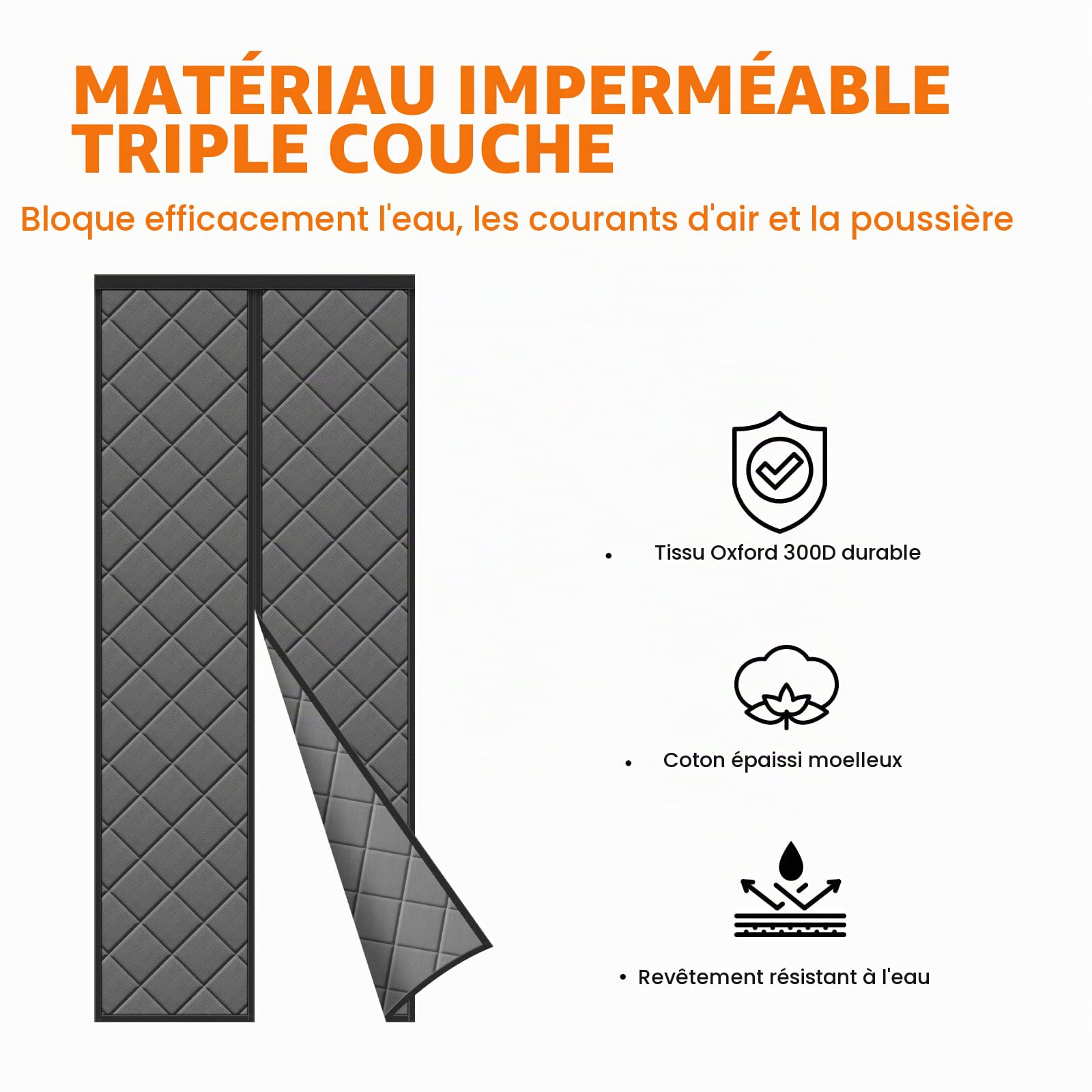 MYCARBON Moustiquaire Porte 90x200cm, Gris Foncé