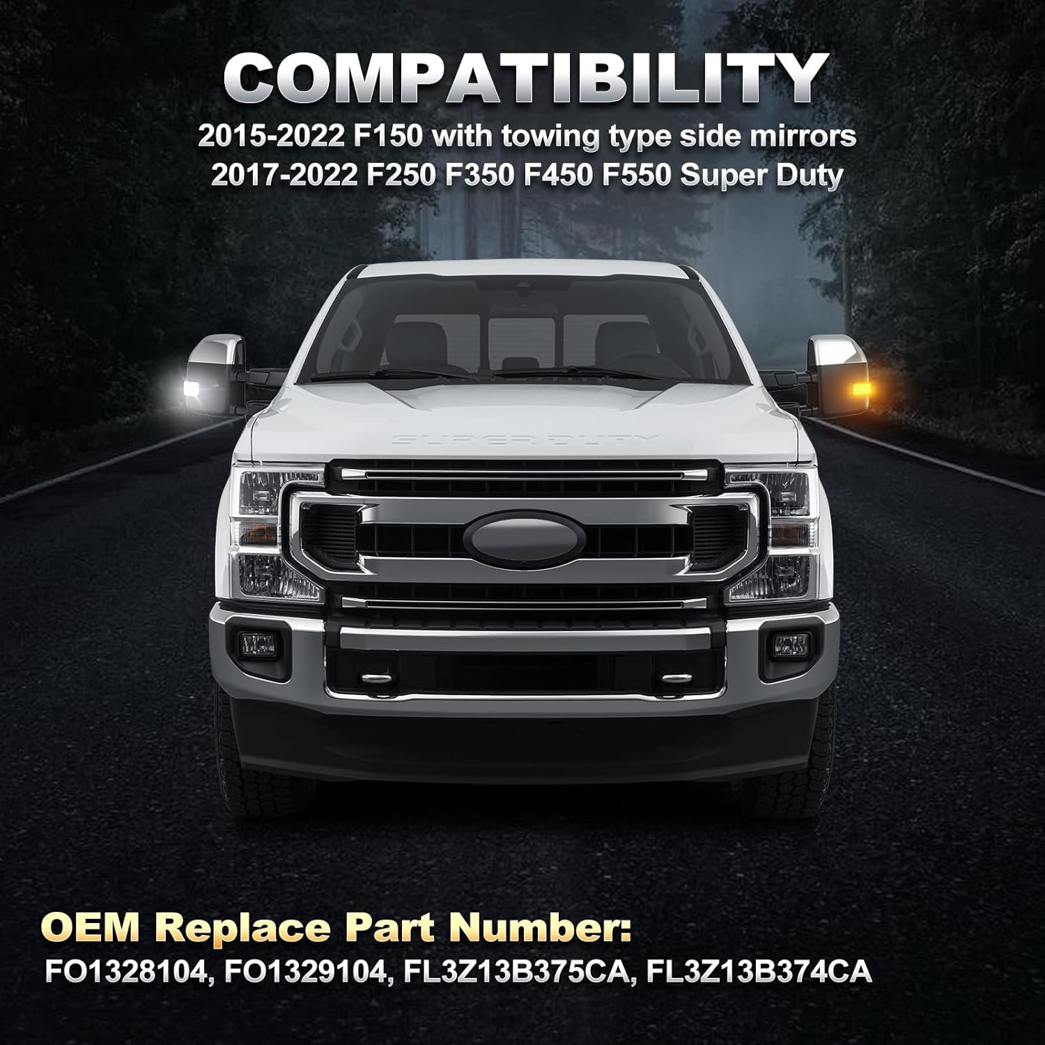 SUPAREE LED Sequential Switchback Side Mirror Marker Running & Turn Signal Light For 2017-2022 F150 F250 F350 F450 F550 Super Duty Running Light and Turn Signal Aftermarket Replacement