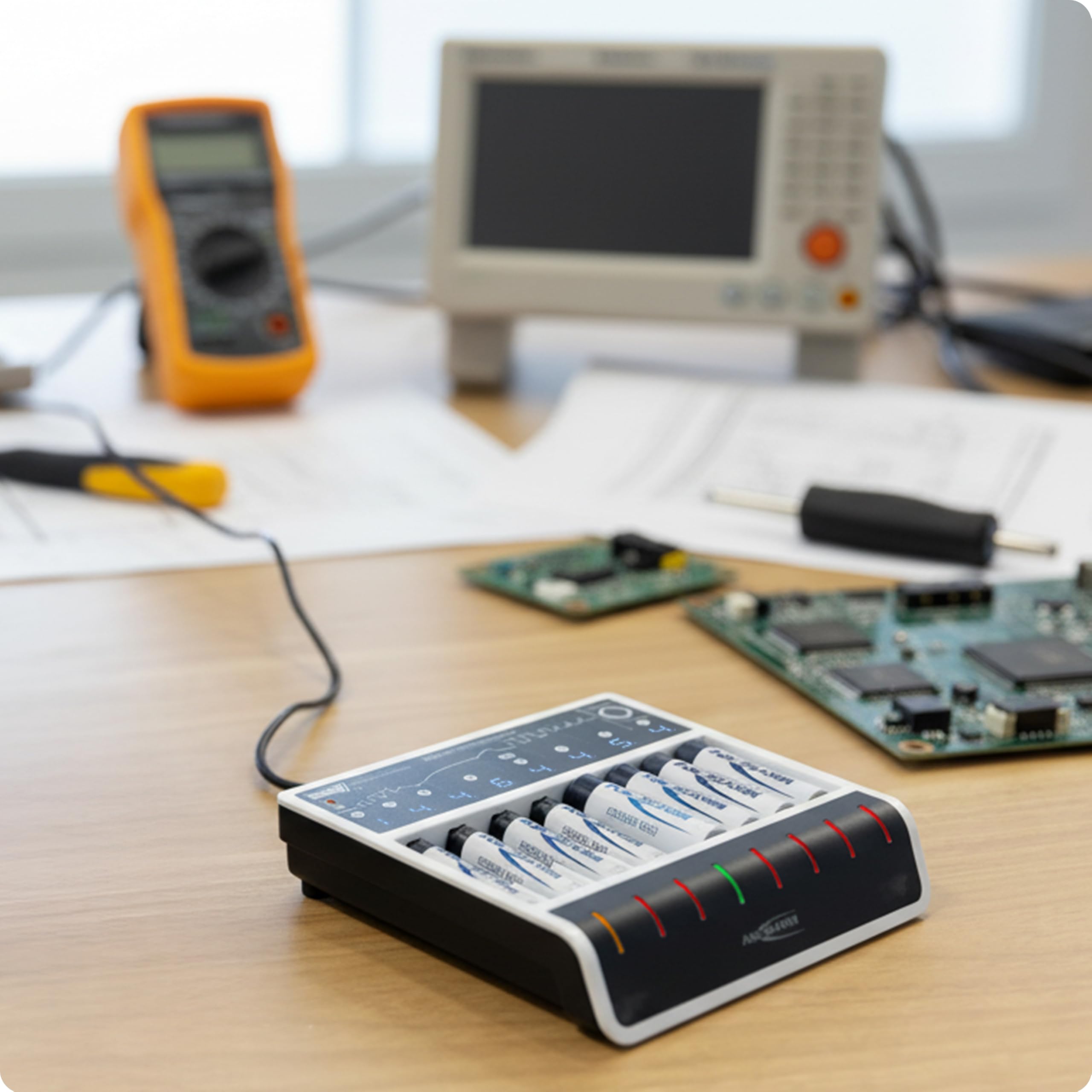 ANSMANN Schnell-Ladegerät mit USB-Eingang für 1 bis 8 NiMH Akkus der Größen Micro AAA und Mignon AA, Comfort Professional 8