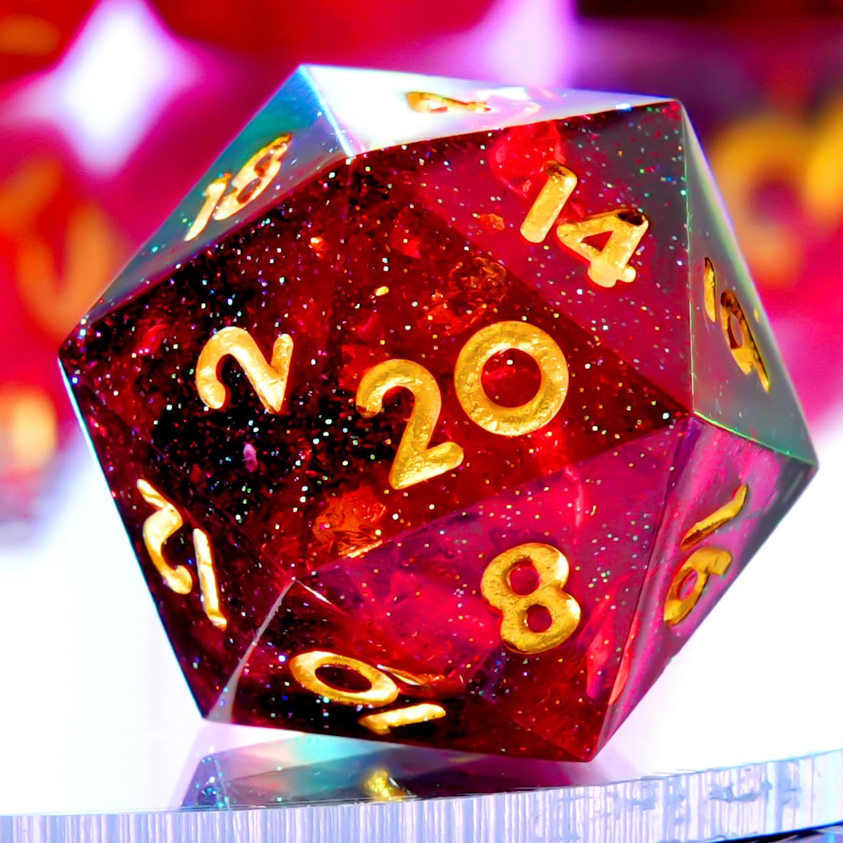 Single D20 Dice-22MM 20 sideds DND Resin Sharp Edged Resin Dice for Dungeons and Dragons, RPG, Polyhedral D&D Dice, Roleplaying Games MTG Table Games