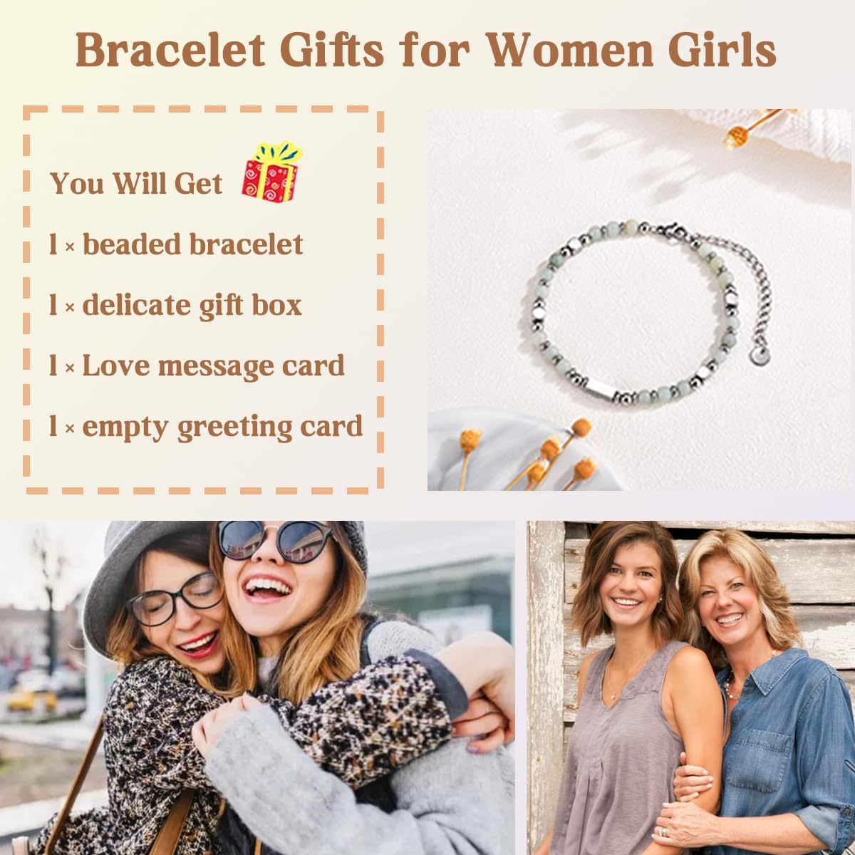 Tiny Beaded Bracelet Gifts for Bestie Friend Sister Daughter Granddauhgter Niece, Christmas Birthday Valentines Day Gifts for Teen Girls Women Her - Image 4