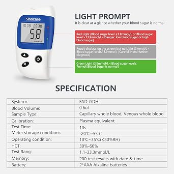 Sinocare Safe Accu2 Blood Glucose Test Strips, 50 Count, No Coding Required, Includes 50 Lancets, For Use with Safe Accu2 Blood Glucose Meters