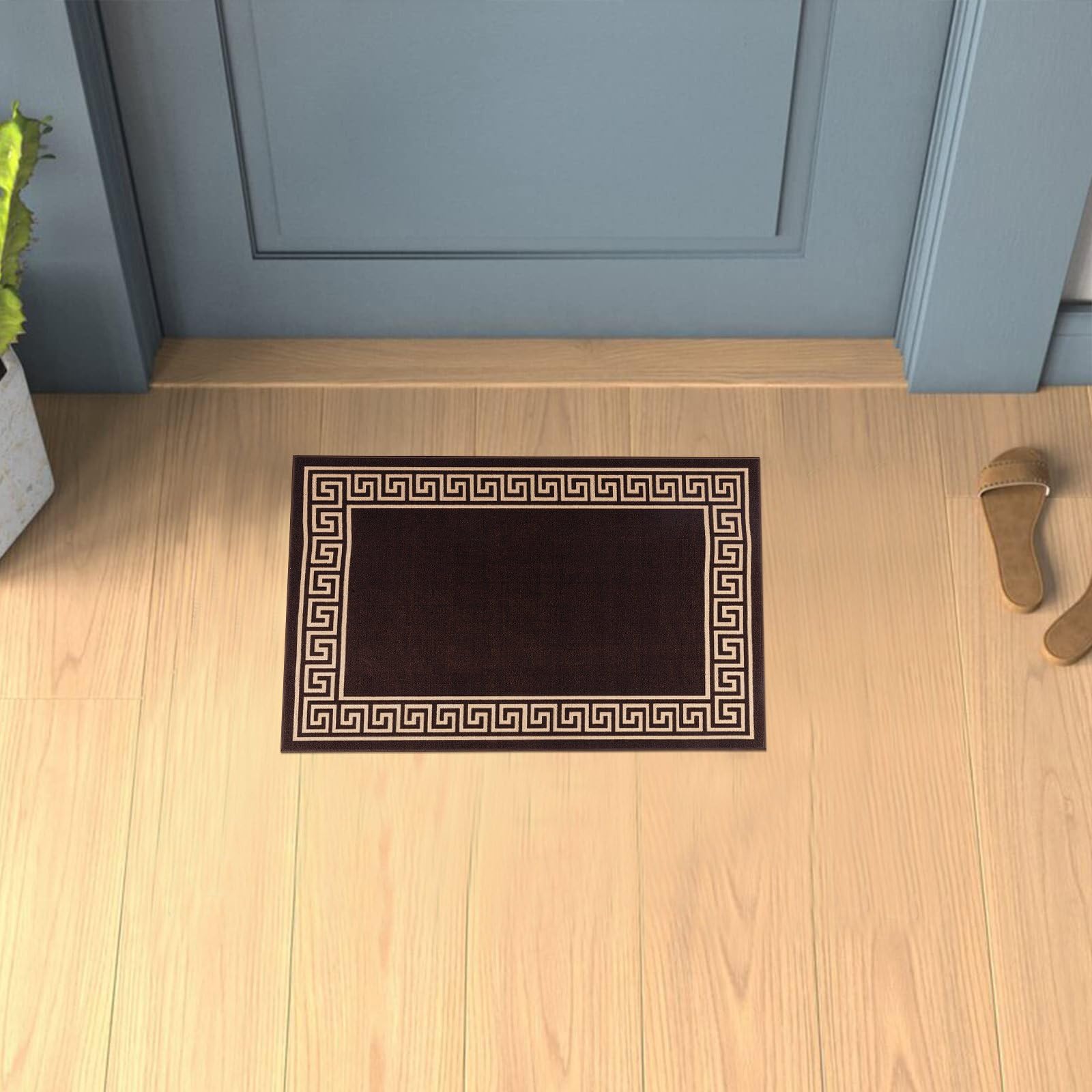 renoazul® Non Slip Door Mat Super Absorbent Heavy Duty | 40 x 60 cm Washable Doormats for Kitchen and Office Indoor Outdoor Anti Slip Floor Mat - Greeky Rug - Brown & Beige — image 1