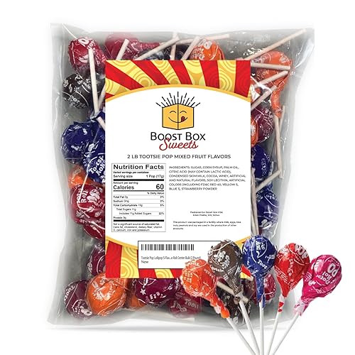 Tootsie Pop Lollipop - Caramelo duro de 5 sabores para exteriores con rollo masticable Tootsie Roll Center a granel (2 libras)