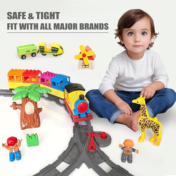 37 Pieces Train Tracks Set - Compatible with All Major Brands, Classic Railway Track with 20 Curved Tracks, 10 Straight Tracks and 2 Switches Tracks, Light Grey Toy Track Accessory for Kids