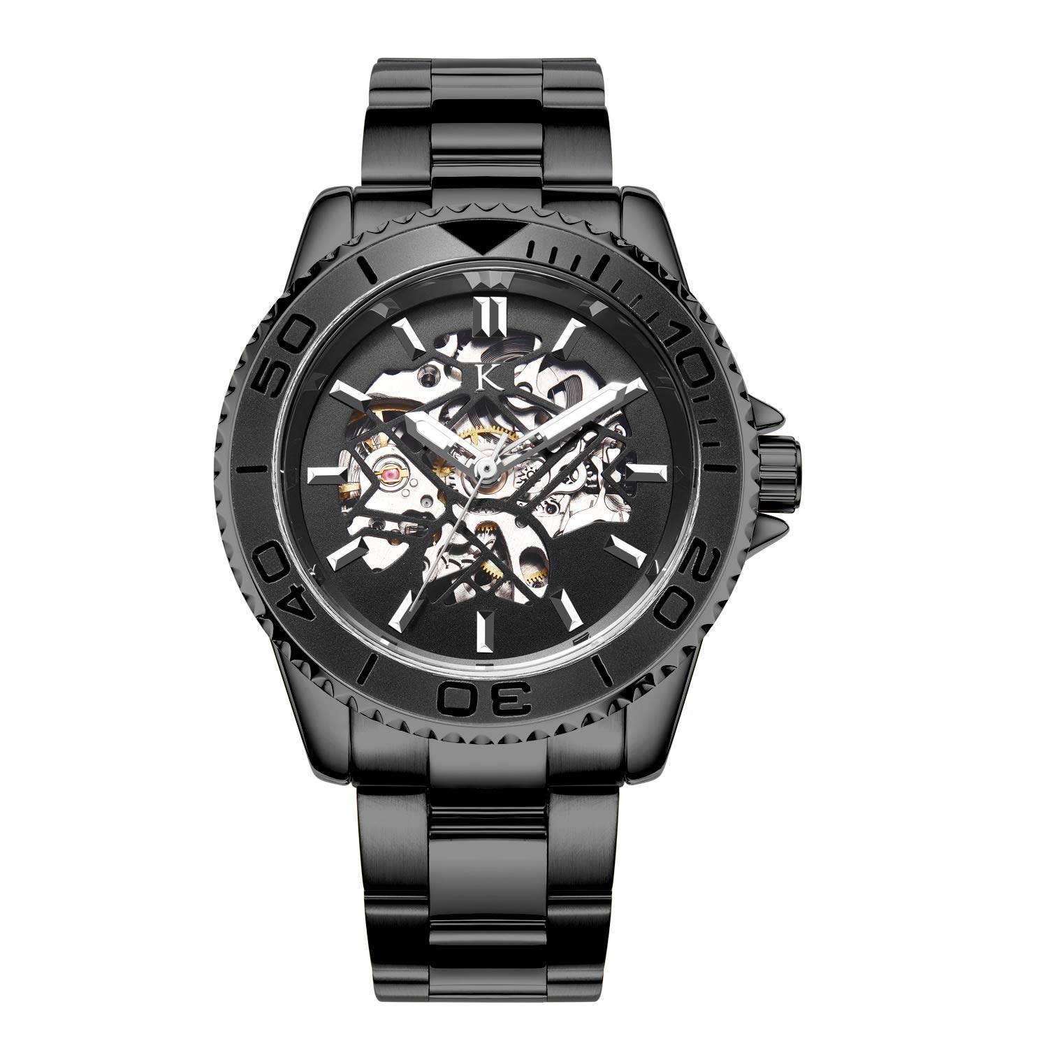 Kredo Men Forte Black Mechanical Automatic Skeleton Analogue Self-Winding Water Resistant Stainless Steel Watch-KW037| Round Dial Black Strap | Designed in Amsterdam (B08XMQM787) Amazon Price History, Amazon Price Tracker