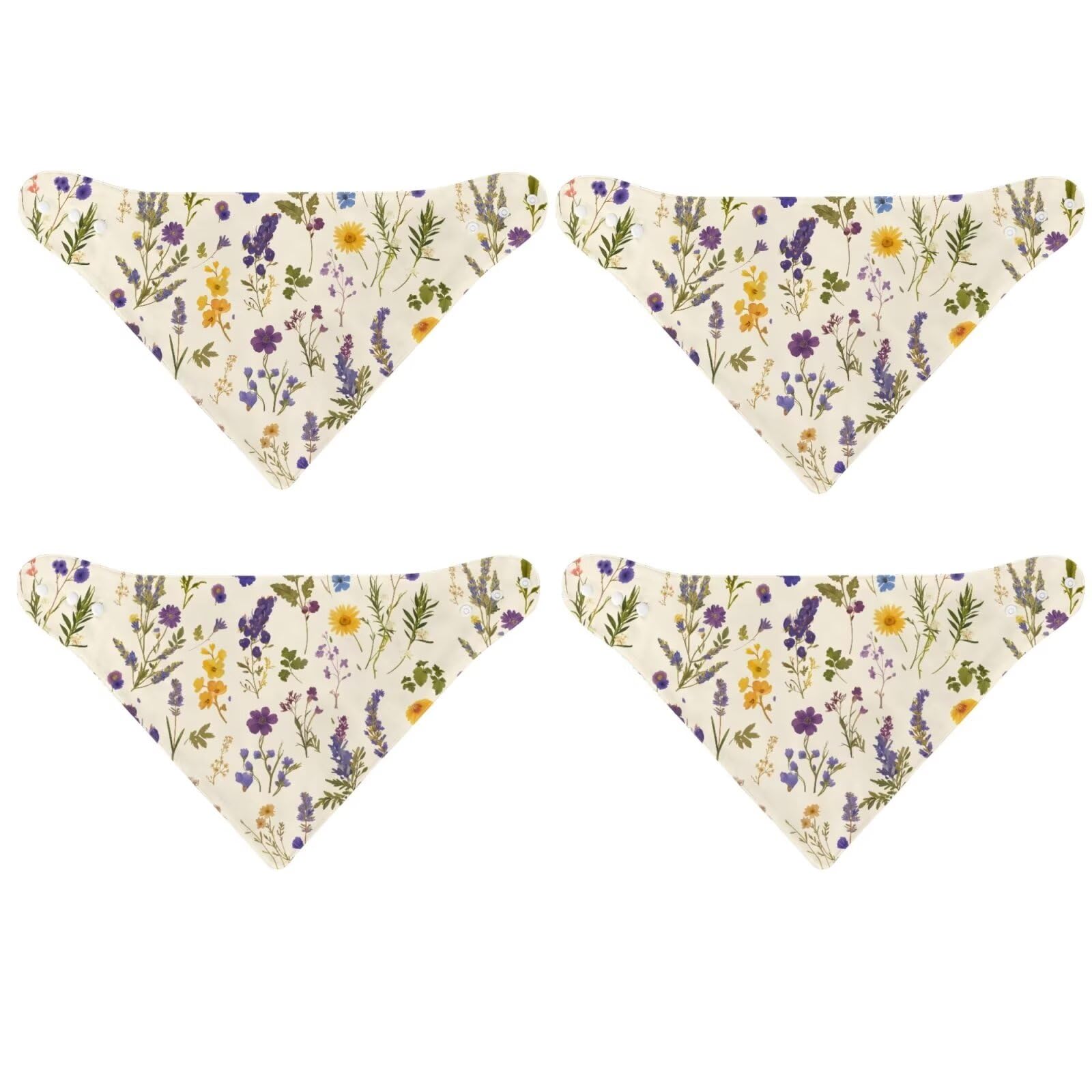 Qehuruxo Purple Floral 4 Pack Adult Bibs for Eating Reusable Drool Bib Waterproof Dining Clothing Protector Geriatric Supplies Easy Clean Large Bib for Elderly Dining