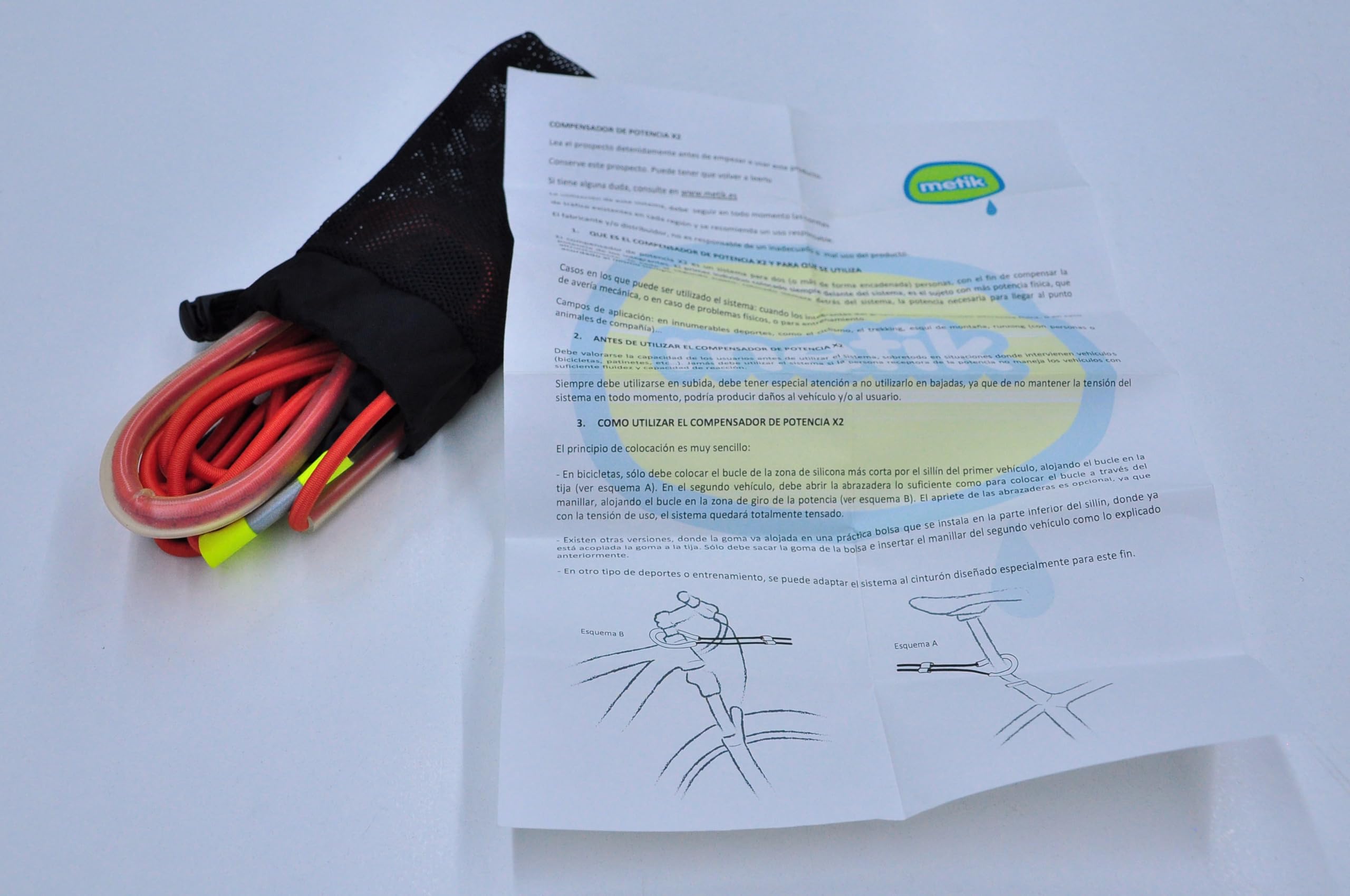 Goma elástica Metik, Sistema de Remolque para Ciclismo y Otros Deportes, Naranja