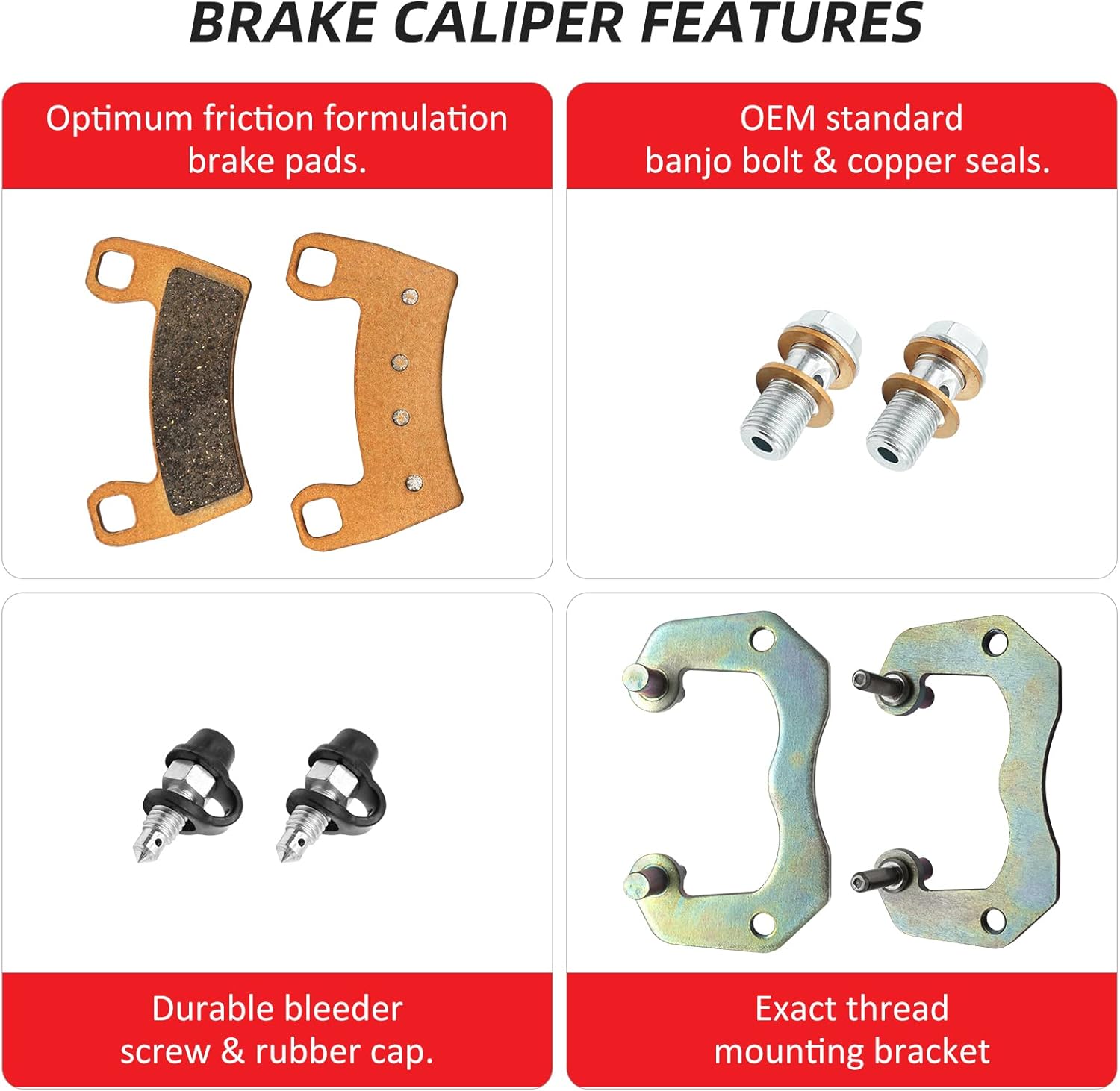 M MATI Rear Brake Caliper for Polaris RZR-4-900 RZR-S4-1000 General-4-1000 Ranger-Crew-1000 PRO-XD-4000/Crew 1912277 1912278