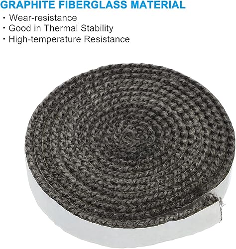 Miniatura 4 de PATIKIL Junta para estufa de leña de 58 x 18 x 73 pulgadas, fibra de vidrio de grafito, cuerda de sello de resistencia a altas temperaturas para