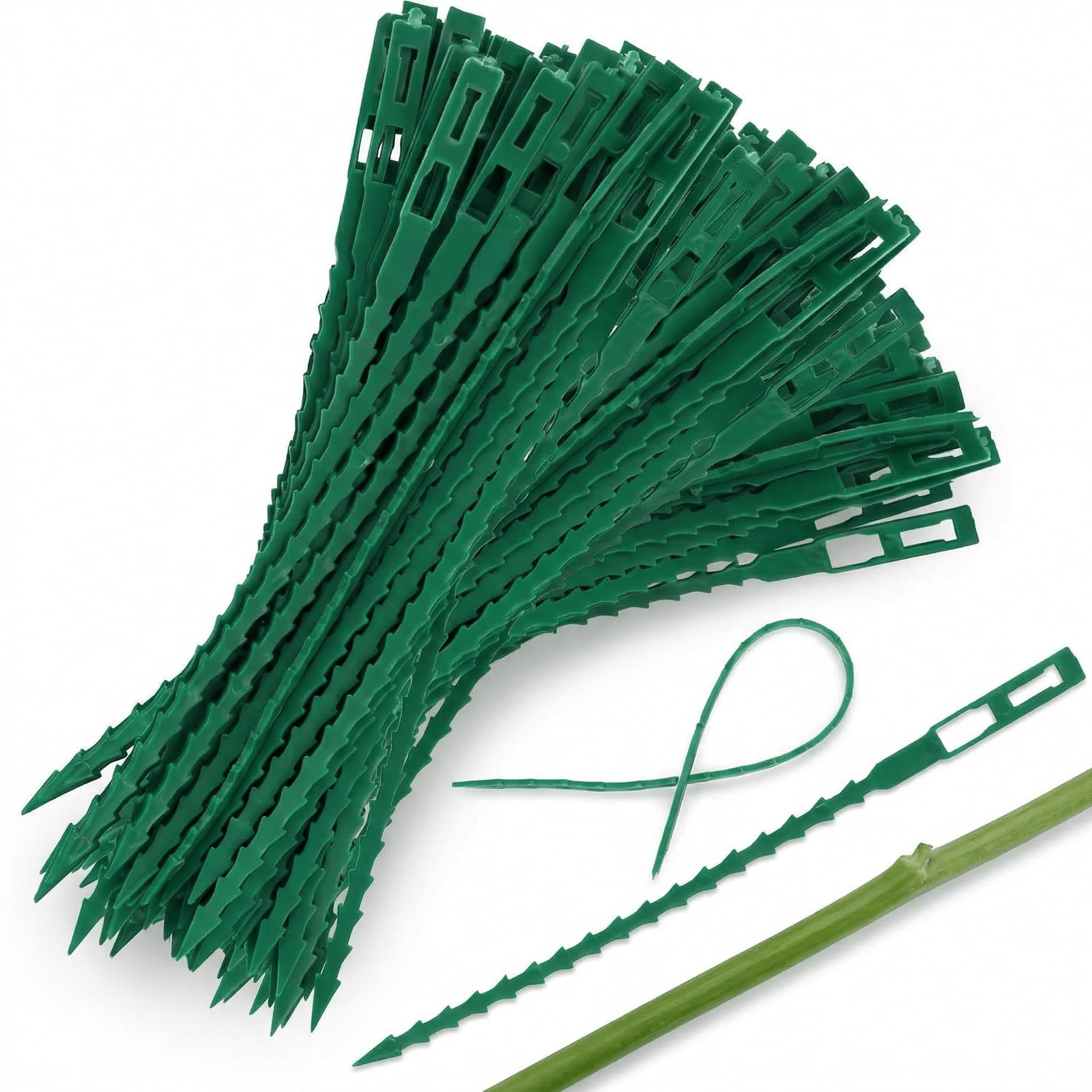 100 Stück Verstellbarer Pflanzenbinder, Pflanzkübel Pflanzenbinder Grün, 23cm Pflanzen Anbinder Gartenbinder für Gartenpflanzen Wachstum Pflege