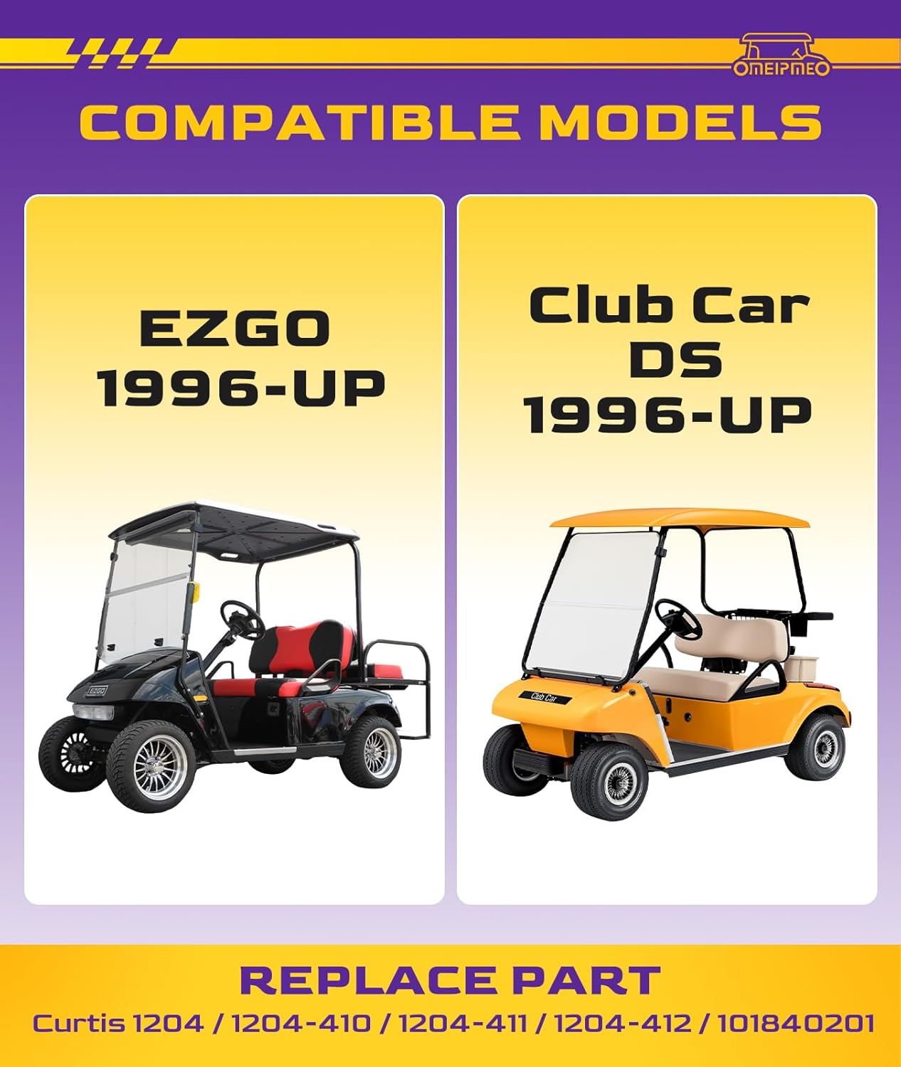 1204-410 Golf Cart Speed Controller, 48V 325A 5K-0Ω Speed Controller Fits Curtis EZGO Club Car DS 1996-UP Golf Cart, Club Car Motor Controller for 48V 325A/300A/225A, Plug and Play, Programmable