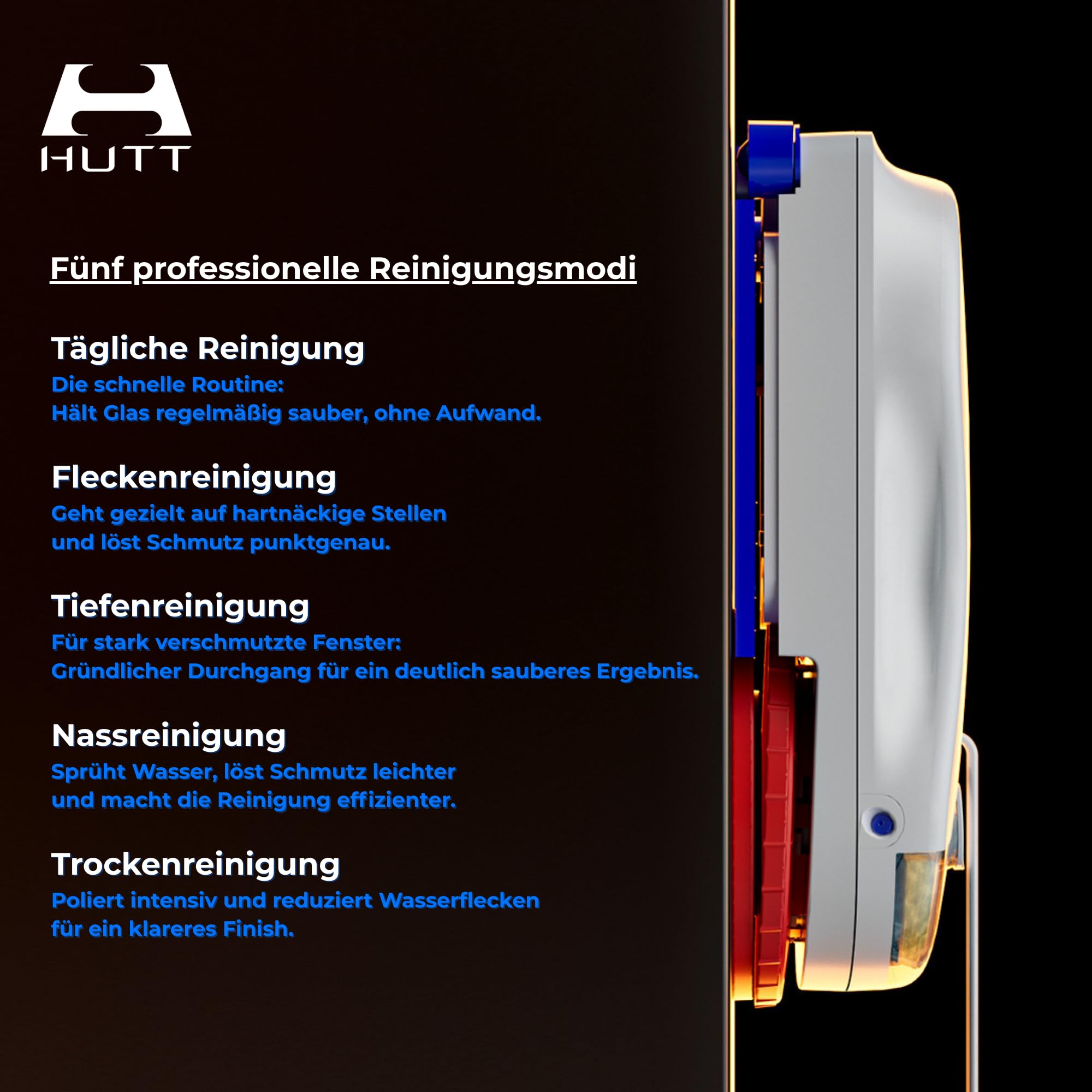 HUTT 10 Fensterputzroboter – Automatischer Fensterreiniger mit intelligenter Routenplanung, 6500Pa Saugleistung & Absturzsicherung – Fensterroboter für Glas, Spiegel, Fliesen & Duschkabinen