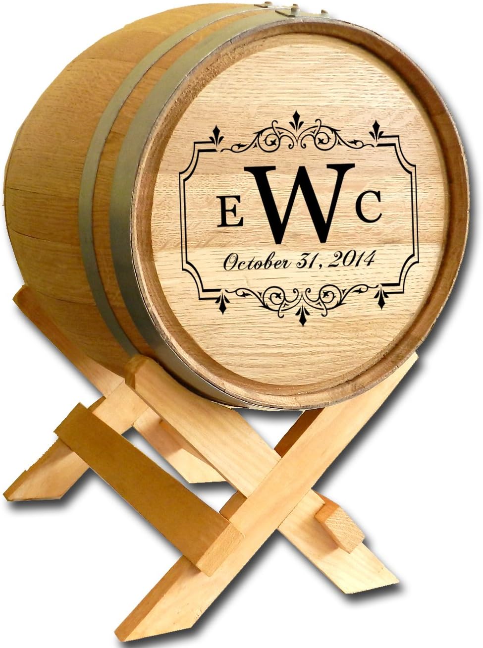 Personalized Oak Wedding Barrel Gift Card Box Holder (5 Gallon) - Engraved Wedding Table Decorations For Reception, Cards Boxes for Wedding Ceremony - Alternative Signature Guest Book (B505)