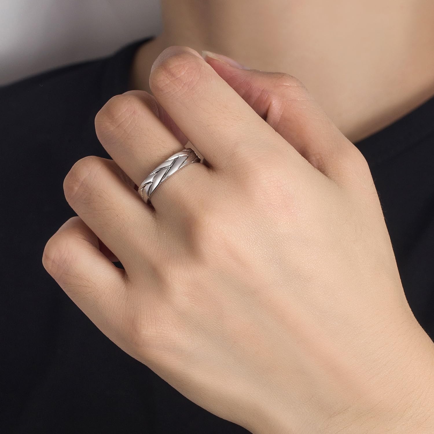 Dankadi Women & Men 925 Sterling Silver Stripe Ring - Fashion Simple 5 MM Ring 5-12# Couples Jewelry For Him Her Gift in a Pretty Gift Box - Image 4