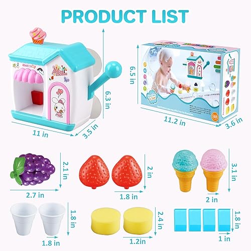 Miniatura 7 de Juguetes de baño para niñas de 3, 4, 5, 6, 7, 8 años, juguete de baño para hacer helado de burbujas, juguetes de ducha, juguetes de baño para niños