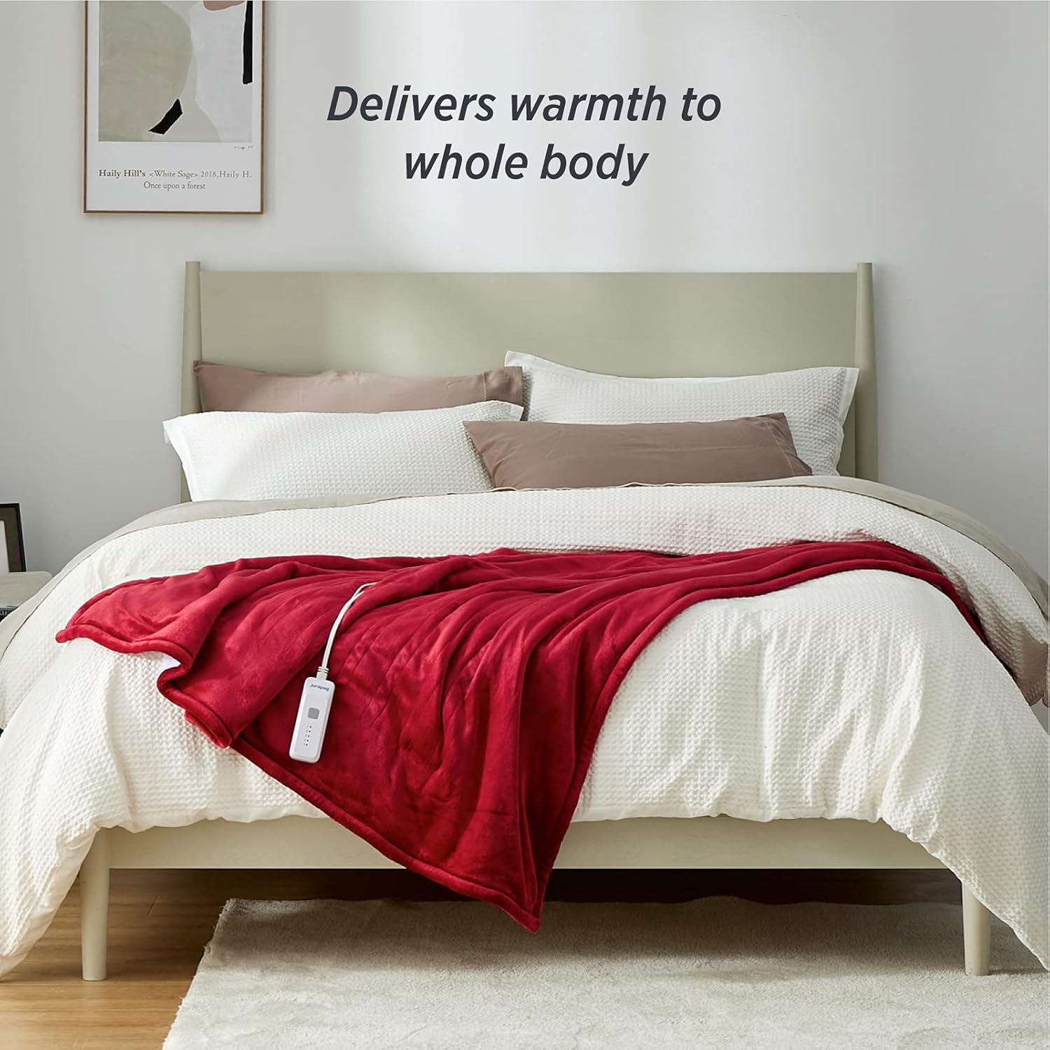Bedsure Heated Blanket Electric Throw - Soft Electric Blanket Christmas Blanket, 5 Heat Settings Fleece Blanket with 3hrs Timer Auto Shut Off, Machine Washable Heating Blanket Throw (50×60, Red) : Home & Kitchen