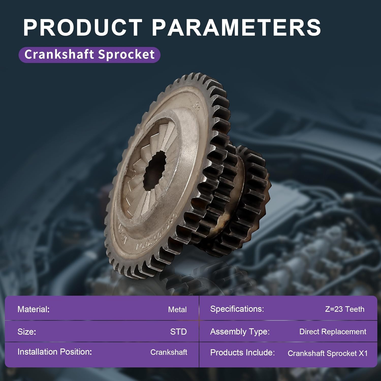 06K105209G Engine Timing Chain Gear Crankshaft Sprocket 23 Teeth EA888 MK3 Replacement for Audi A3A4 A5 A6 Q3 Q5 TT VW Amarok Golf Passat Tiguan Seat Skoda 06K105209