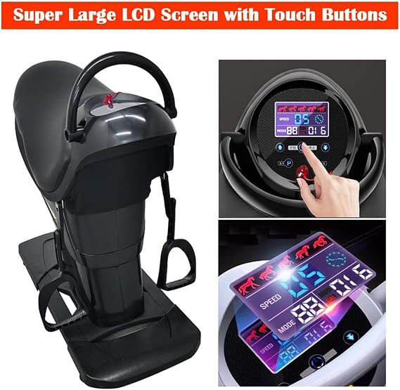 Electric 3D Simulation Horse Riding Fitness Machine (150Kg Load), Indoor Horse Riding Machine, 20 Speed Setting + 3 Intelligent Modes + LCD Display + Bluetooth Music,Grey