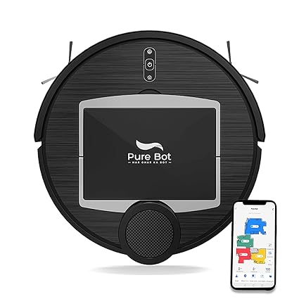 Pure Bot - GB Classic C1 | 2-in-1 Automatic Robot Vacuum and Mop Cleaner | 3000 PA Powerful Suction | 4400 mAh Self Charging Battery | 180 Mins Battery Life | Next Gen Laser Smart Navigation, Alexa & Google Enabled, Black