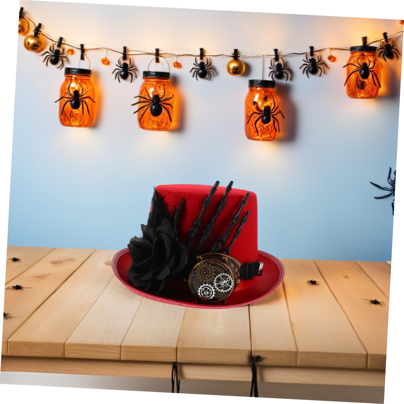 Healeved Sombrero de Copa de Halloween Diseño Steampunk con Calavera y Gafas para Fiesta de Cosplay para Hombres y Mujeres
