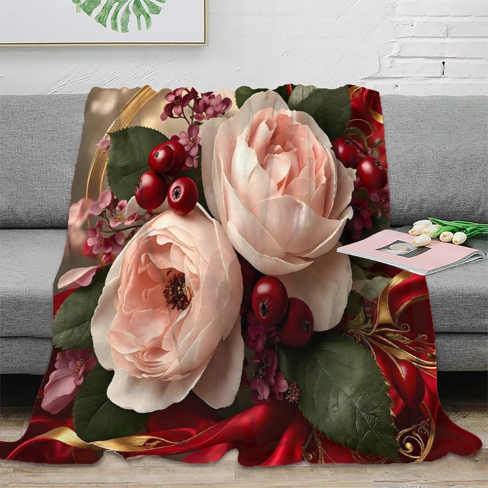3D Mikrofaser Decke Blumenmuster Weiches Fleece Gefühl